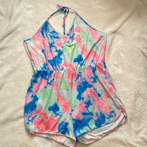 SHEIN Curve- Tie Dye Halter Romper (4XL) NEVER WORN